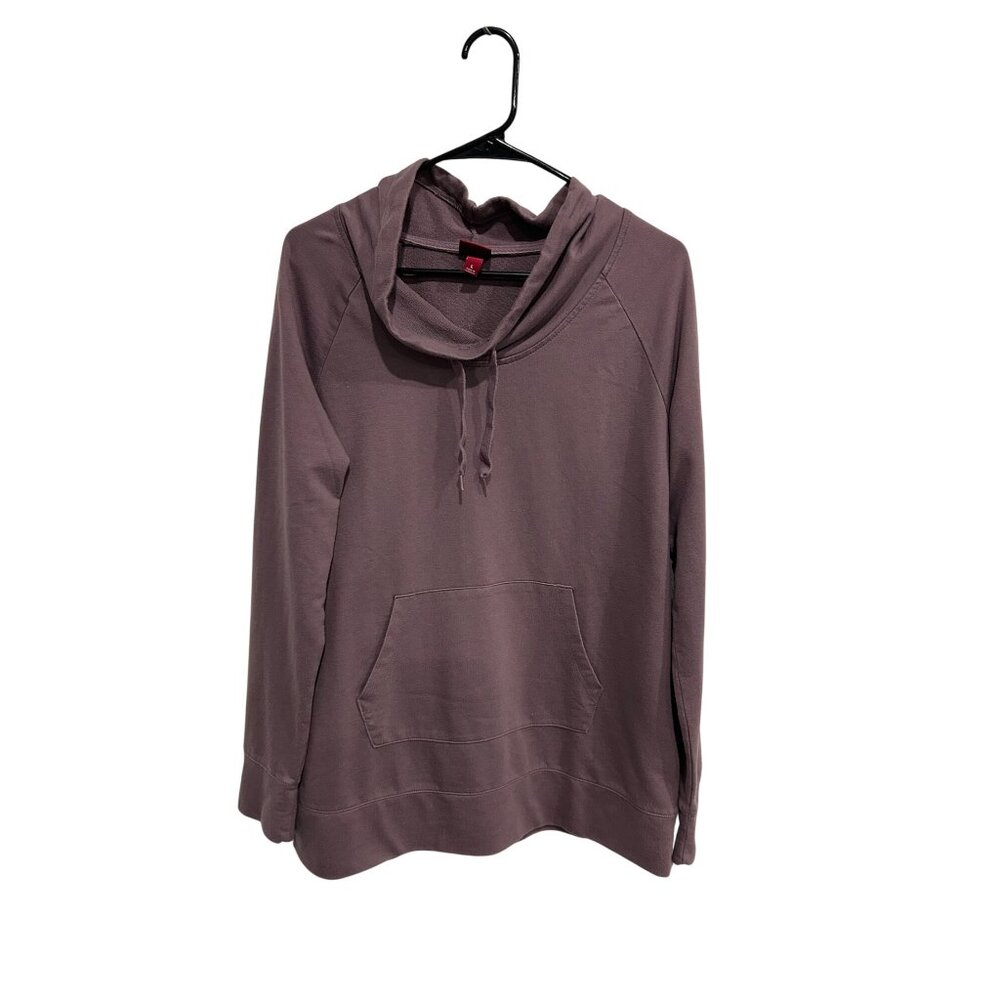 Merona Womens Mauve Kangaroo Pocket Hooded Pullover Sweatshirt Size Large Cozy
